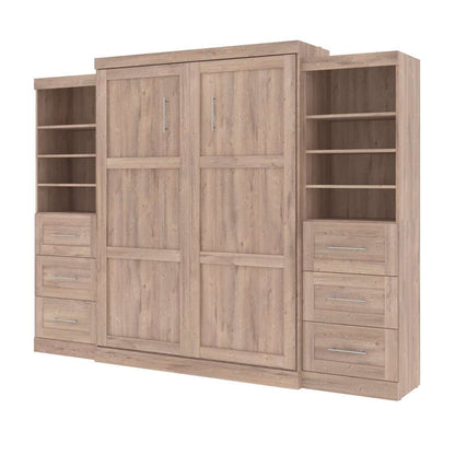 Bestar - Pur Queen Murphy Bed and 2 Storage Units with Drawers (115W) in Rustic Brown - 26884-000009 veiw 1