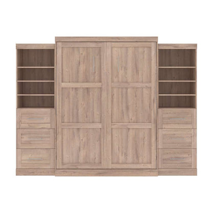 Bestar - Pur Queen Murphy Bed and 2 Storage Units with Drawers (115W) in Rustic Brown - 26884-000009 veiw 3