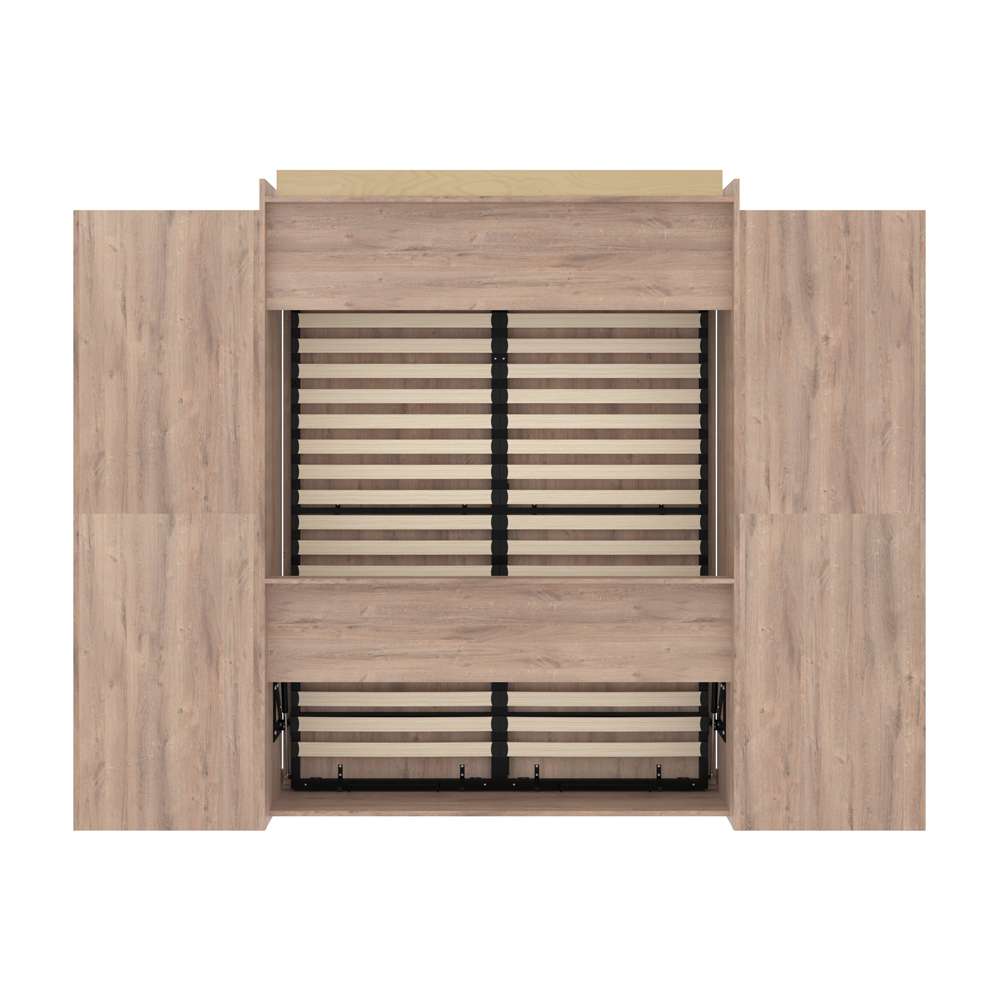 Bestar - Pur Queen Murphy Bed and 2 Storage Units with Drawers (115W) in Rustic Brown - 26884-000009 veiw 5
