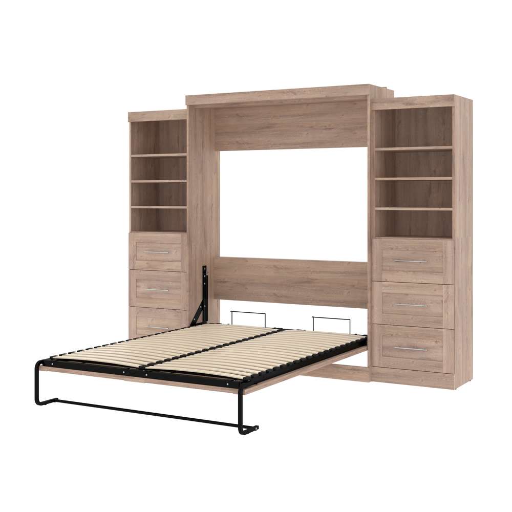 Bestar - Pur Queen Murphy Bed and 2 Storage Units with Drawers (115W) in Rustic Brown - 26884-000009 veiw 7