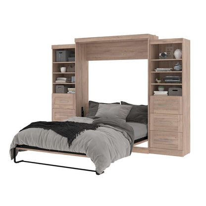 Bestar - Pur Queen Murphy Bed and 2 Storage Units with Drawers (115W) in Rustic Brown - 26884-000009 veiw 8