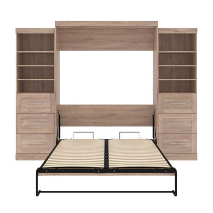 Bestar - Pur Queen Murphy Bed and 2 Storage Units with Drawers (115W) in Rustic Brown - 26884-000009 veiw 9