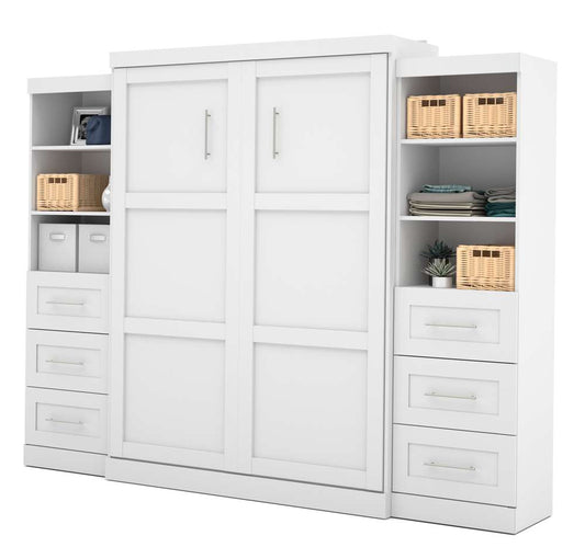 Bestar - Pur Queen Murphy Bed and 2 Storage Units with Drawers (115W) in White - 26884-17 veiw 1