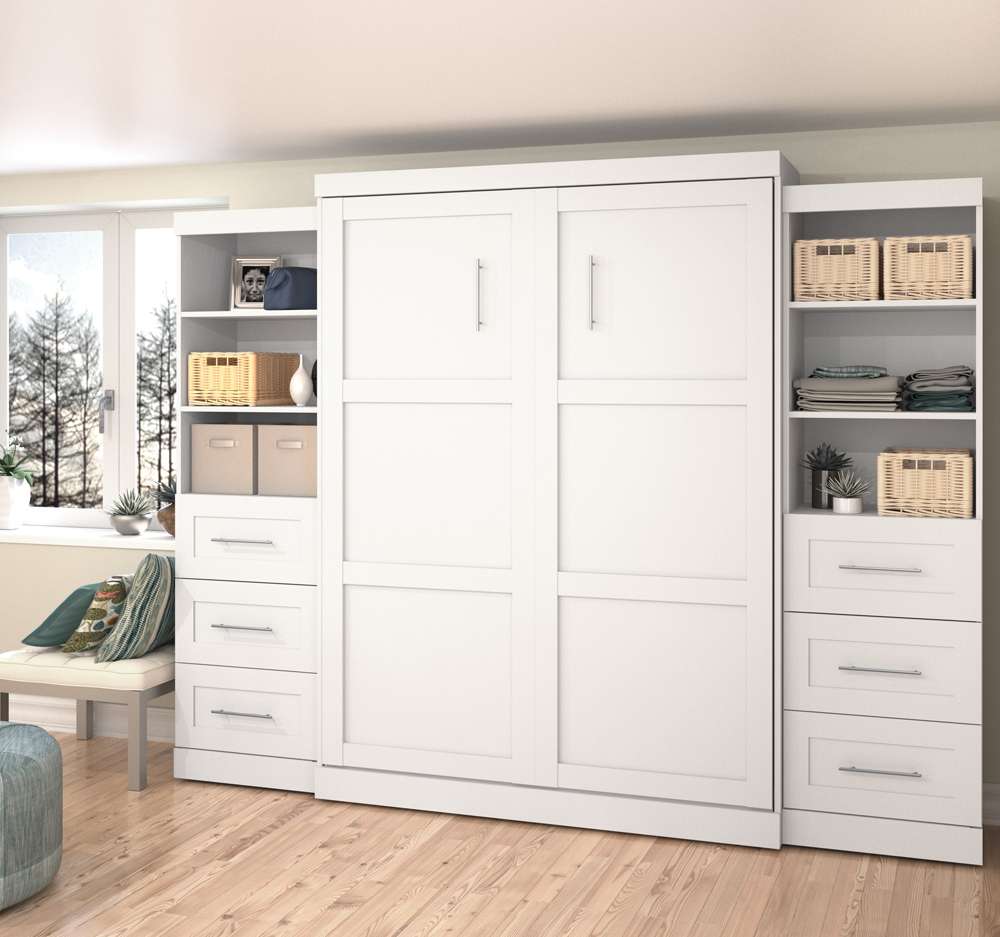Bestar - Pur Queen Murphy Bed and 2 Storage Units with Drawers (115W) in White - 26884-17 veiw 4