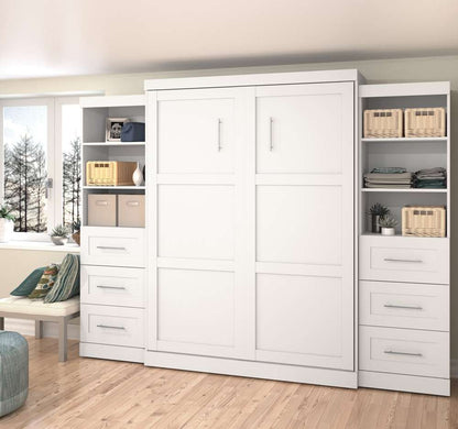 Bestar - Pur Queen Murphy Bed and 2 Storage Units with Drawers (115W) in White - 26884-17 veiw 4