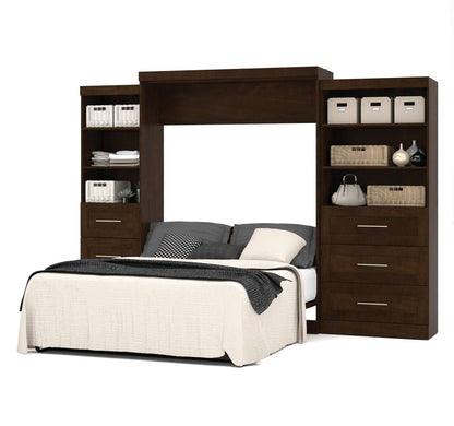 Bestar - Pur Queen Murphy Bed and 2 Storage Units with Drawers (126W) in Chocolate - 26879-69 veiw 2