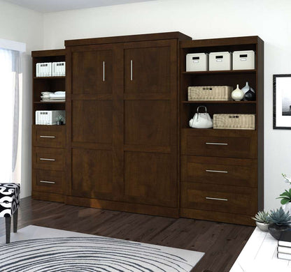 Bestar - Pur Queen Murphy Bed and 2 Storage Units with Drawers (126W) in Chocolate - 26879-69 veiw 4