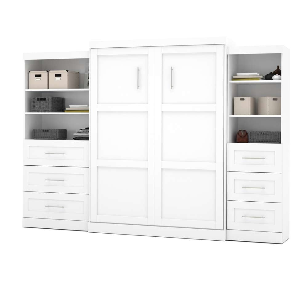 Bestar - Pur Queen Murphy Bed and 2 Storage Units with Drawers (126W) in White - 26879-17 veiw 1