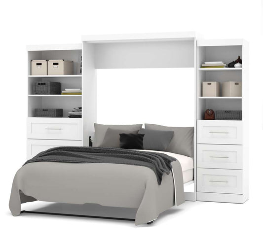 Bestar - Pur Queen Murphy Bed and 2 Storage Units with Drawers (126W) in White - 26879-17 veiw 2