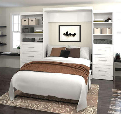 Bestar - Pur Queen Murphy Bed and 2 Storage Units with Drawers (126W) in White - 26879-17 veiw 3