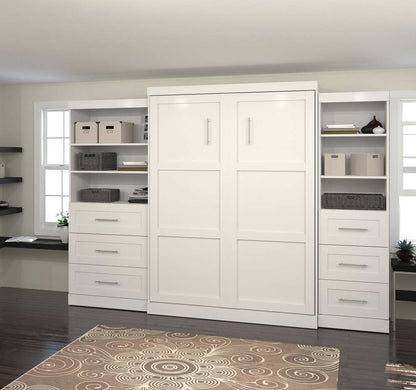 Bestar - Pur Queen Murphy Bed and 2 Storage Units with Drawers (126W) in White - 26879-17 veiw 4