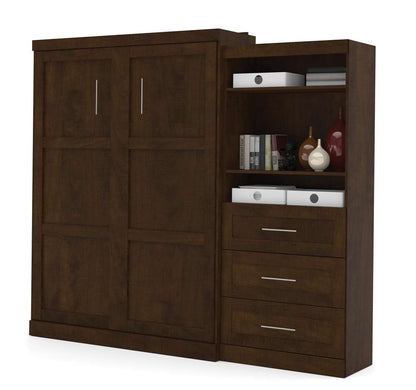 Bestar - Pur Queen Murphy Bed and Storage Unit with Drawers (101W) in Chocolate - 26881-69 veiw 1