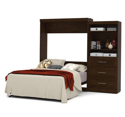 Bestar - Pur Queen Murphy Bed and Storage Unit with Drawers (101W) in Chocolate - 26881-69 veiw 2