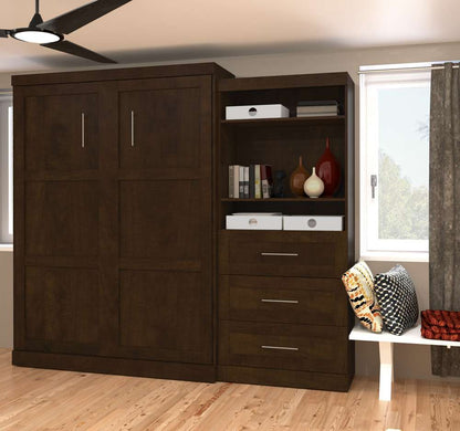 Bestar - Pur Queen Murphy Bed and Storage Unit with Drawers (101W) in Chocolate - 26881-69 veiw 4