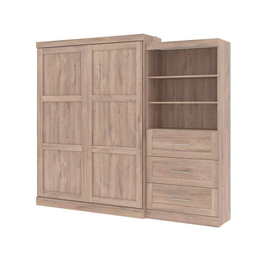 Bestar - Pur Queen Murphy Bed and Storage Unit with Drawers (101W) in Rustic Brown - 26881-000009 veiw 1