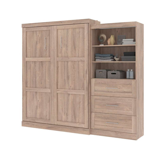 Bestar - Pur Queen Murphy Bed and Storage Unit with Drawers (101W) in Rustic Brown - 26881-000009 veiw 2
