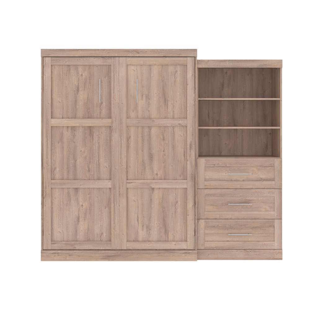 Bestar - Pur Queen Murphy Bed and Storage Unit with Drawers (101W) in Rustic Brown - 26881-000009 veiw 3