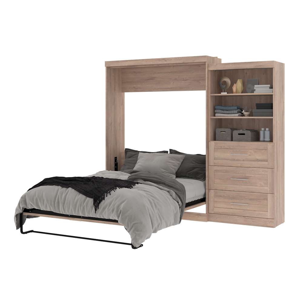 Bestar - Pur Queen Murphy Bed and Storage Unit with Drawers (101W) in Rustic Brown - 26881-000009 veiw 8