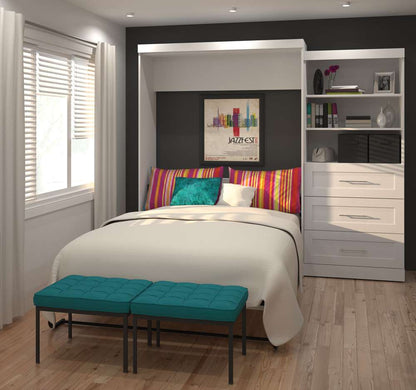 Bestar - Pur Queen Murphy Bed and Storage Unit with Drawers (101W) in White - 26881-17 veiw 3