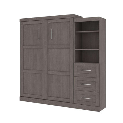 Bestar - Pur Queen Murphy Bed and Storage Unit with Drawers (90W) in Bark Grey - 26869-47 veiw 1