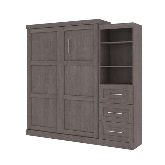 Bestar - Pur Queen Murphy Bed and Storage Unit with Drawers (90W) in Bark Grey - 26869-47 veiw 1