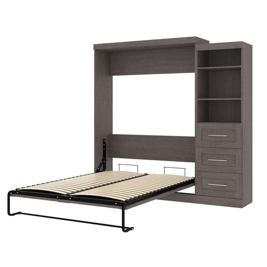 Bestar - Pur Queen Murphy Bed and Storage Unit with Drawers (90W) in Bark Grey - 26869-47 veiw 2