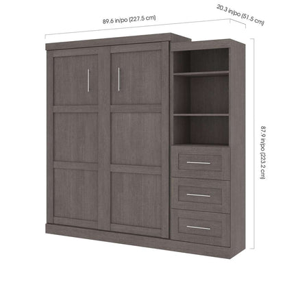 Bestar - Pur Queen Murphy Bed and Storage Unit with Drawers (90W) in Bark Grey - 26869-47 veiw 5