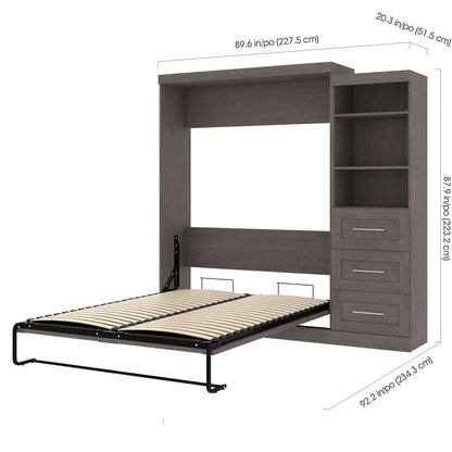 Bestar - Pur Queen Murphy Bed and Storage Unit with Drawers (90W) in Bark Grey - 26869-47 veiw 6