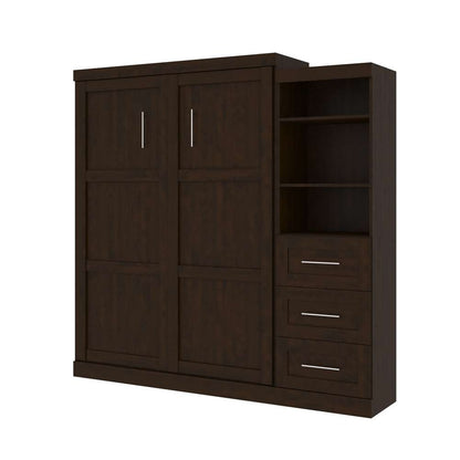 Bestar - Pur Queen Murphy Bed and Storage Unit with Drawers (90W) in Chocolate - 26869-69 veiw 1
