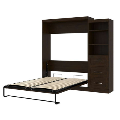 Bestar - Pur Queen Murphy Bed and Storage Unit with Drawers (90W) in Chocolate - 26869-69 veiw 2