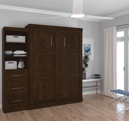 Bestar - Pur Queen Murphy Bed and Storage Unit with Drawers (90W) in Chocolate - 26869-69 veiw 4