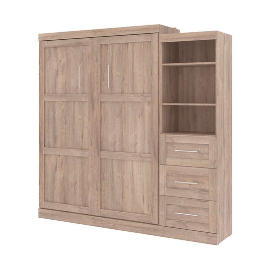 Bestar - Pur Queen Murphy Bed and Storage Unit with Drawers (90W) in Rustic Brown - 26869-000009 veiw 1