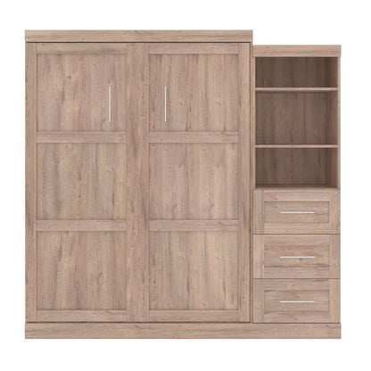 Bestar - Pur Queen Murphy Bed and Storage Unit with Drawers (90W) in Rustic Brown - 26869-000009 veiw 3
