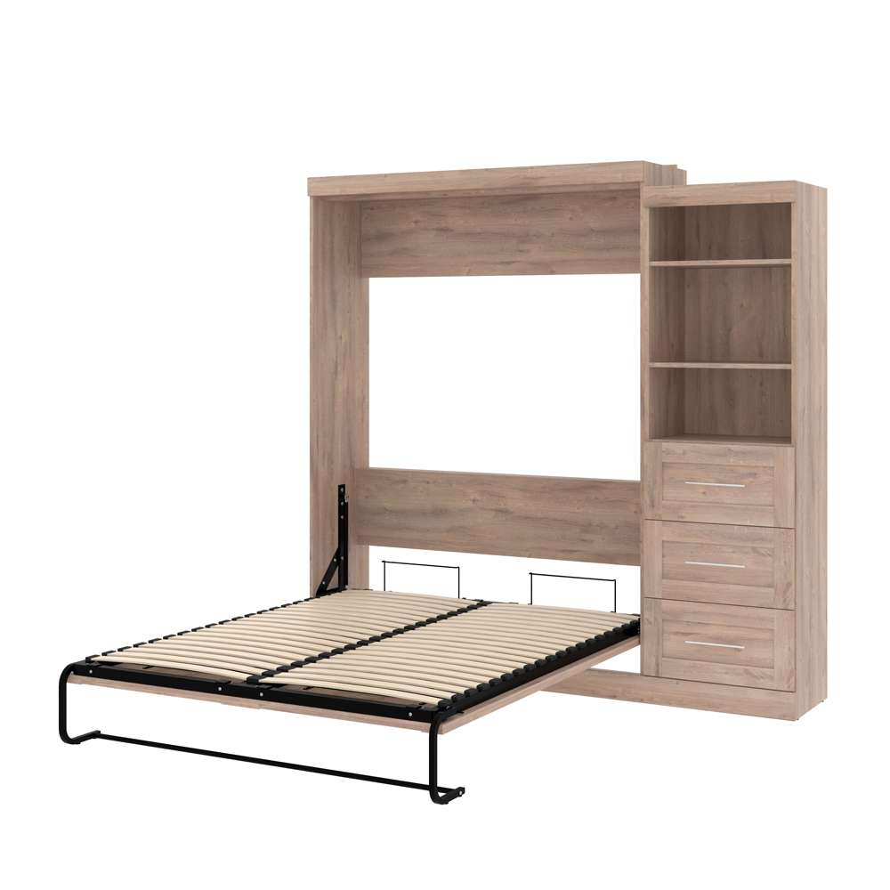 Bestar - Pur Queen Murphy Bed and Storage Unit with Drawers (90W) in Rustic Brown - 26869-000009 veiw 7