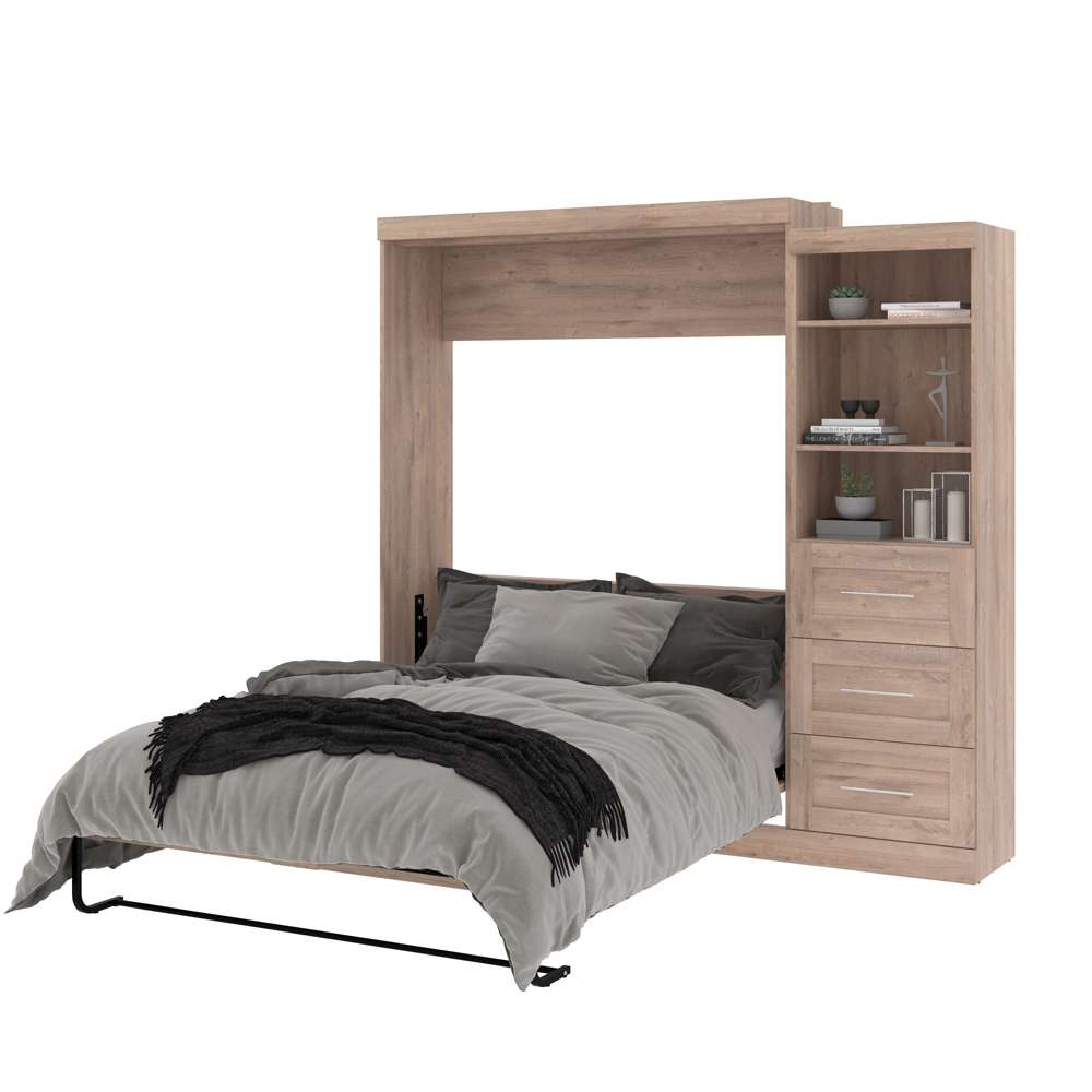Bestar - Pur Queen Murphy Bed and Storage Unit with Drawers (90W) in Rustic Brown - 26869-000009 veiw 8