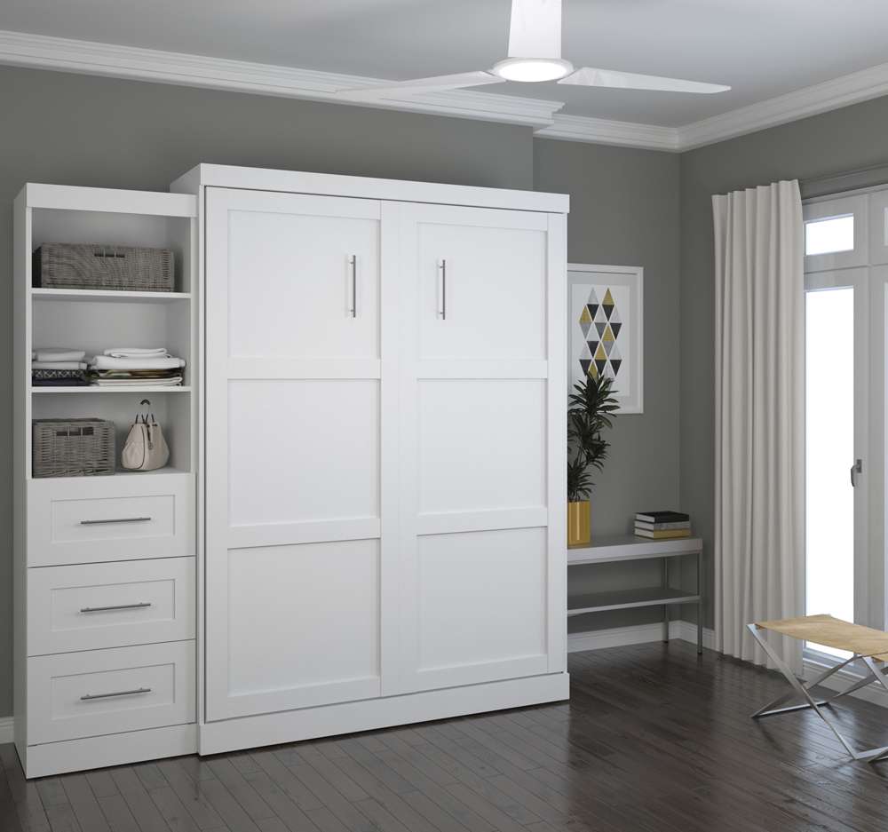 Bestar - Pur Queen Murphy Bed and Storage Unit with Drawers (90W) in White - 26869-17 veiw 4