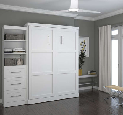 Bestar - Pur Queen Murphy Bed and Storage Unit with Drawers (90W) in White - 26869-17 veiw 4