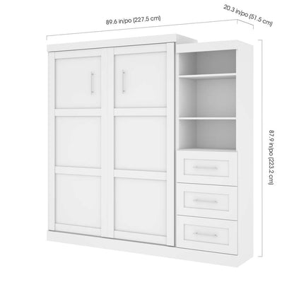Bestar - Pur Queen Murphy Bed and Storage Unit with Drawers (90W) in White - 26869-17 veiw 5