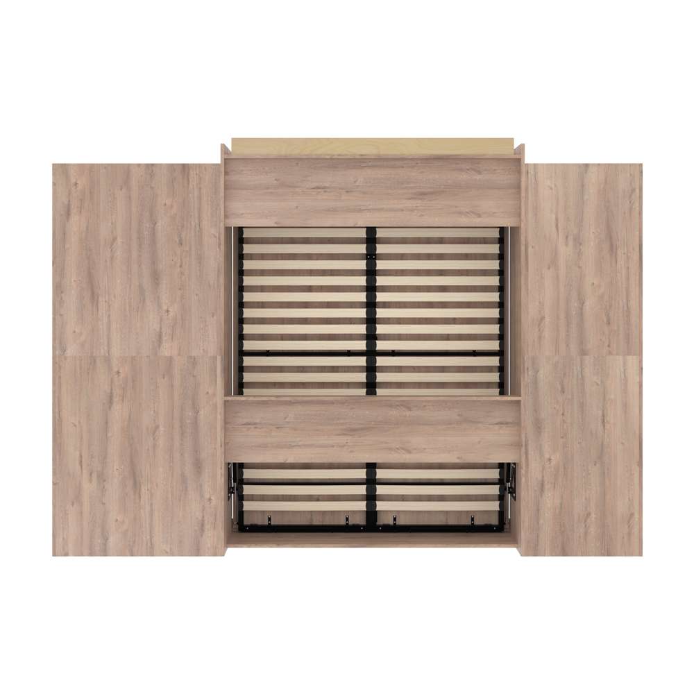 Bestar - Pur Queen Murphy Bed with Shelving and Drawers (126W) in Rustic Brown - 26882-000009 veiw 5