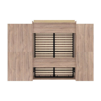 Bestar - Pur Queen Murphy Bed with Shelving and Drawers (126W) in Rustic Brown - 26882-000009 veiw 5