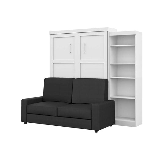 Bestar - Pur Queen Murphy Bed with Sofa and Shelving Unit (96W) in White - 26788-000017 veiw 1