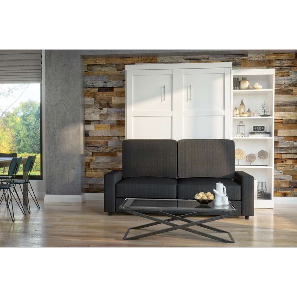 Bestar - Pur Queen Murphy Bed with Sofa and Shelving Unit (96W) in White - 26788-000017 veiw 3