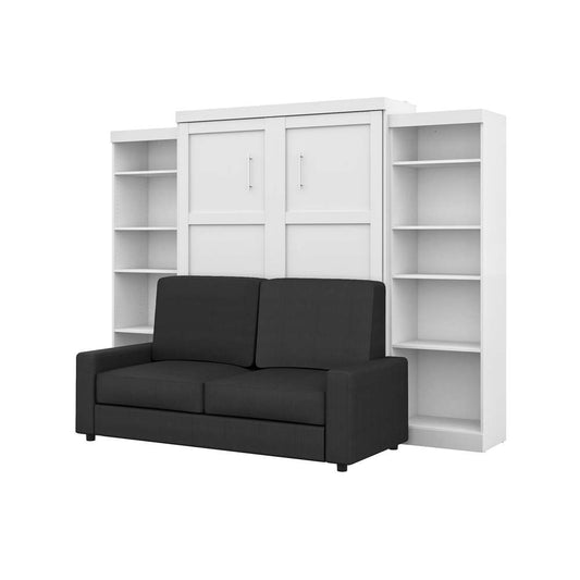 Bestar - Pur Queen Murphy Bed with Sofa and Shelving Units (115W) in White - 26783-000017 veiw 1