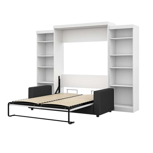 Bestar - Pur Queen Murphy Bed with Sofa and Shelving Units (115W) in White - 26783-000017 veiw 2