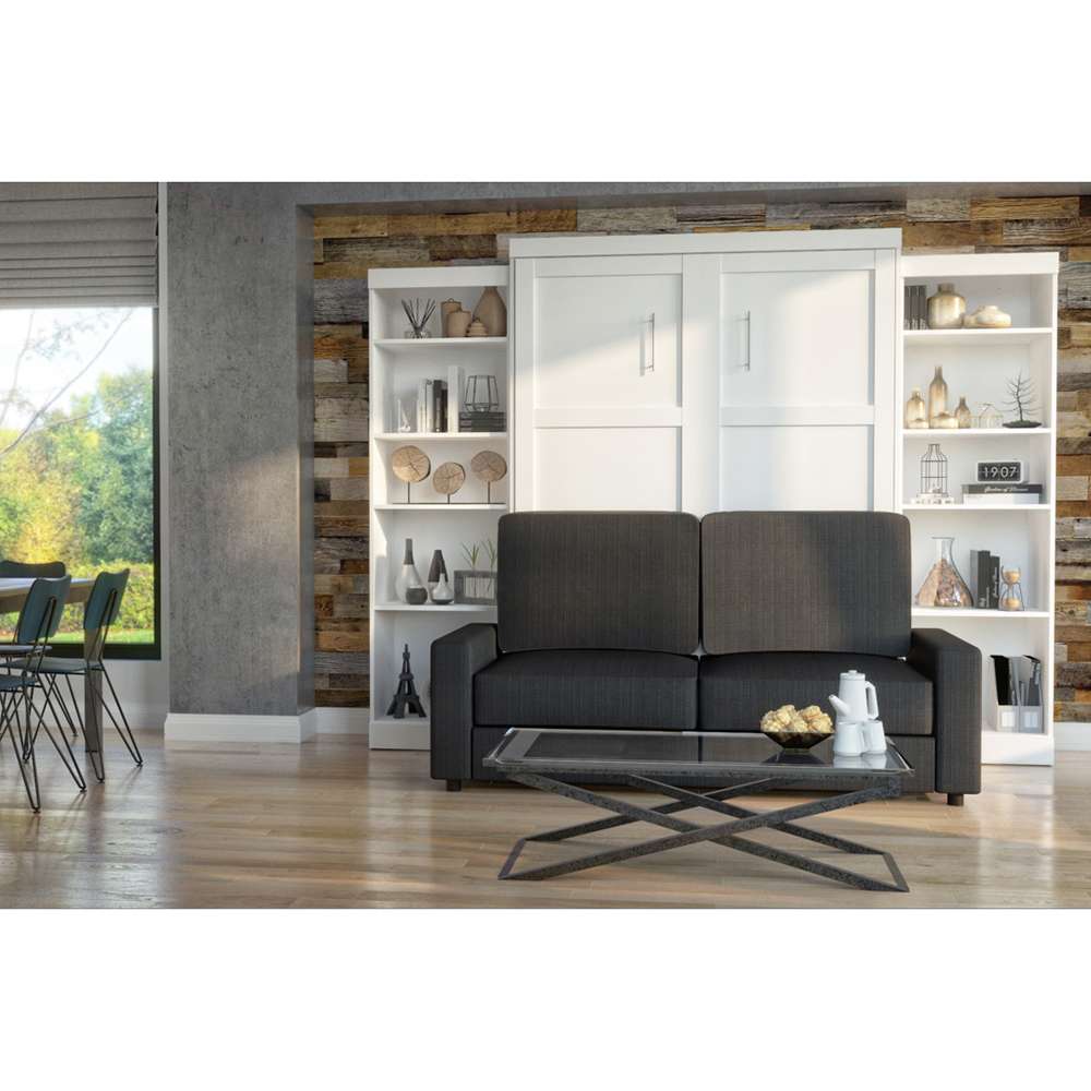 Bestar - Pur Queen Murphy Bed with Sofa and Shelving Units (115W) in White - 26783-000017 veiw 3