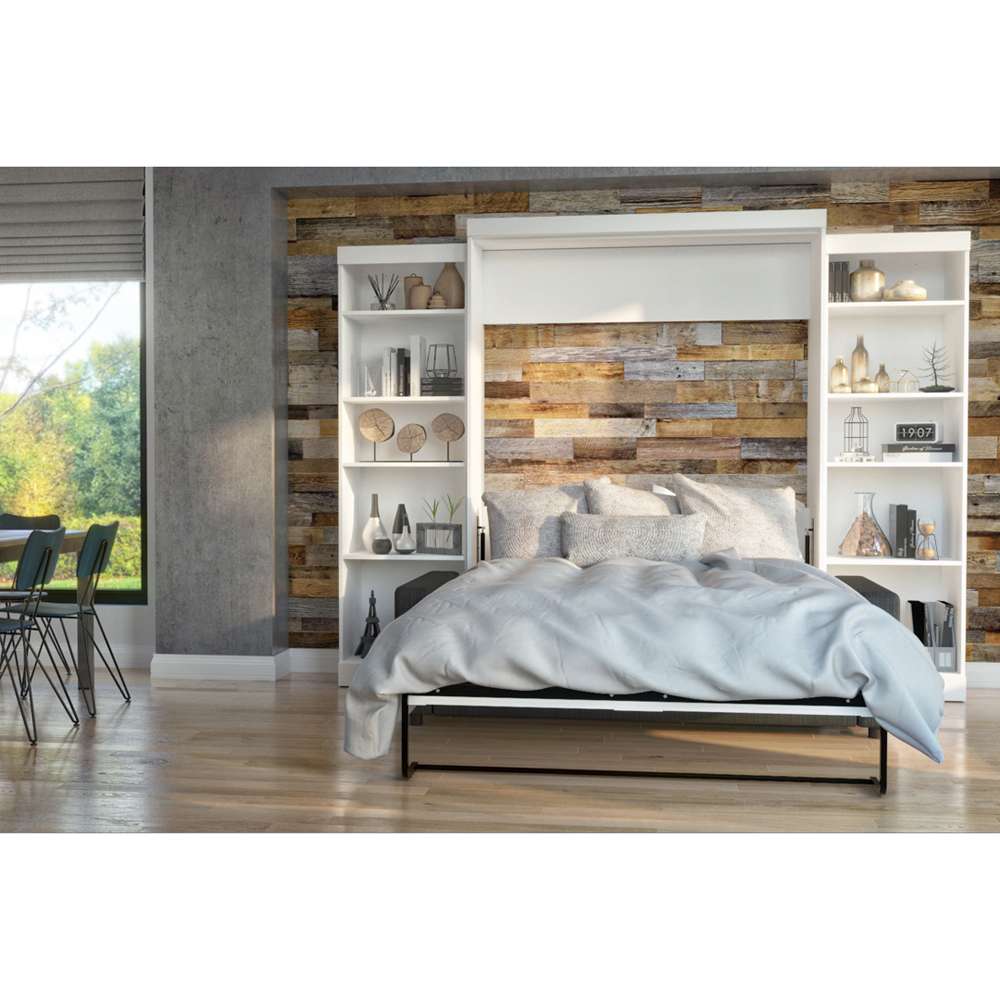 Bestar - Pur Queen Murphy Bed with Sofa and Shelving Units (115W) in White - 26783-000017 veiw 4