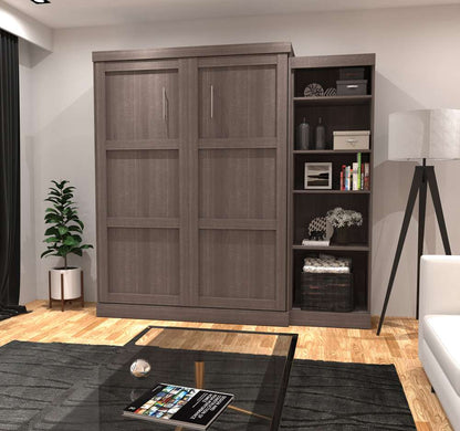 Bestar - Pur Queen Murphy Bed with Storage Unit (90W) in Bark Grey - 26888-47 veiw 3