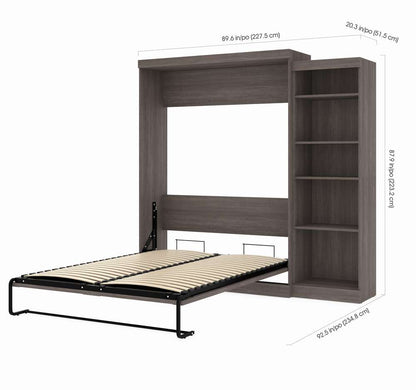 Bestar - Pur Queen Murphy Bed with Storage Unit (90W) in Bark Grey - 26888-47 veiw 4