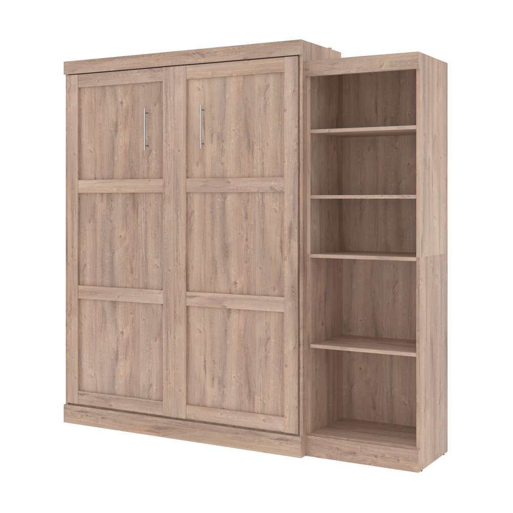 Bestar - Pur Queen Murphy Bed with Storage Unit (90W) in Rustic Brown - 26888-000009 veiw 1