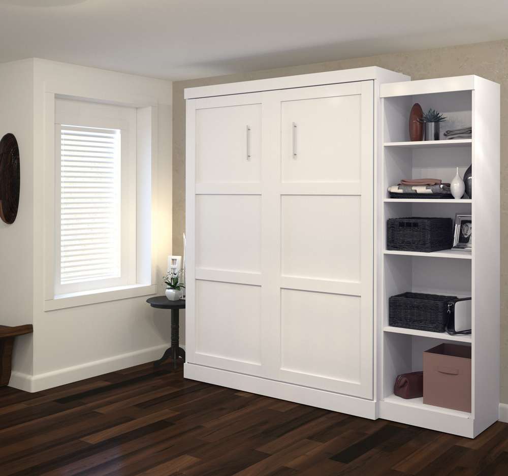 Bestar - Pur Queen Murphy Bed with Storage Unit (90W) in White - 26888-17 veiw 4